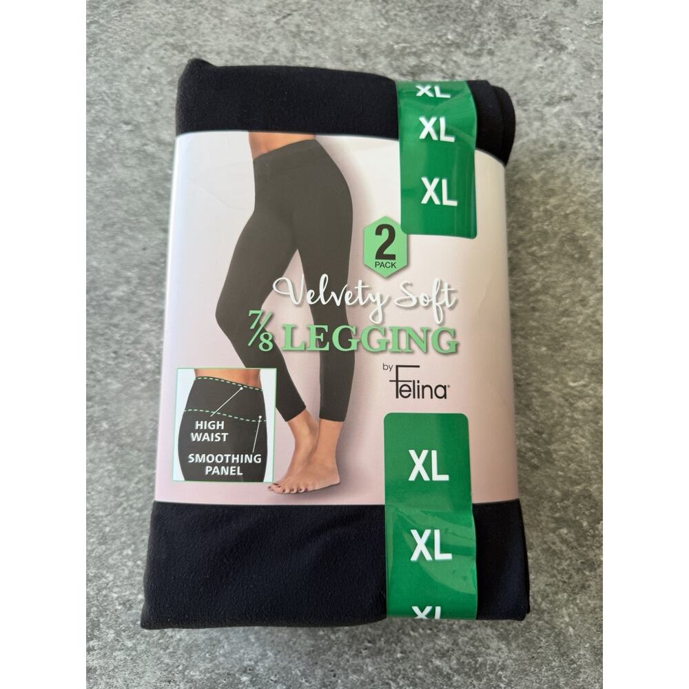 Felina Women's 2-Pack Velvety Soft 7/8 Legging, Black, Size XL